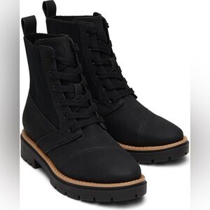 TOMS Water Good Ionie Black Lace-Up Boots Size 10
